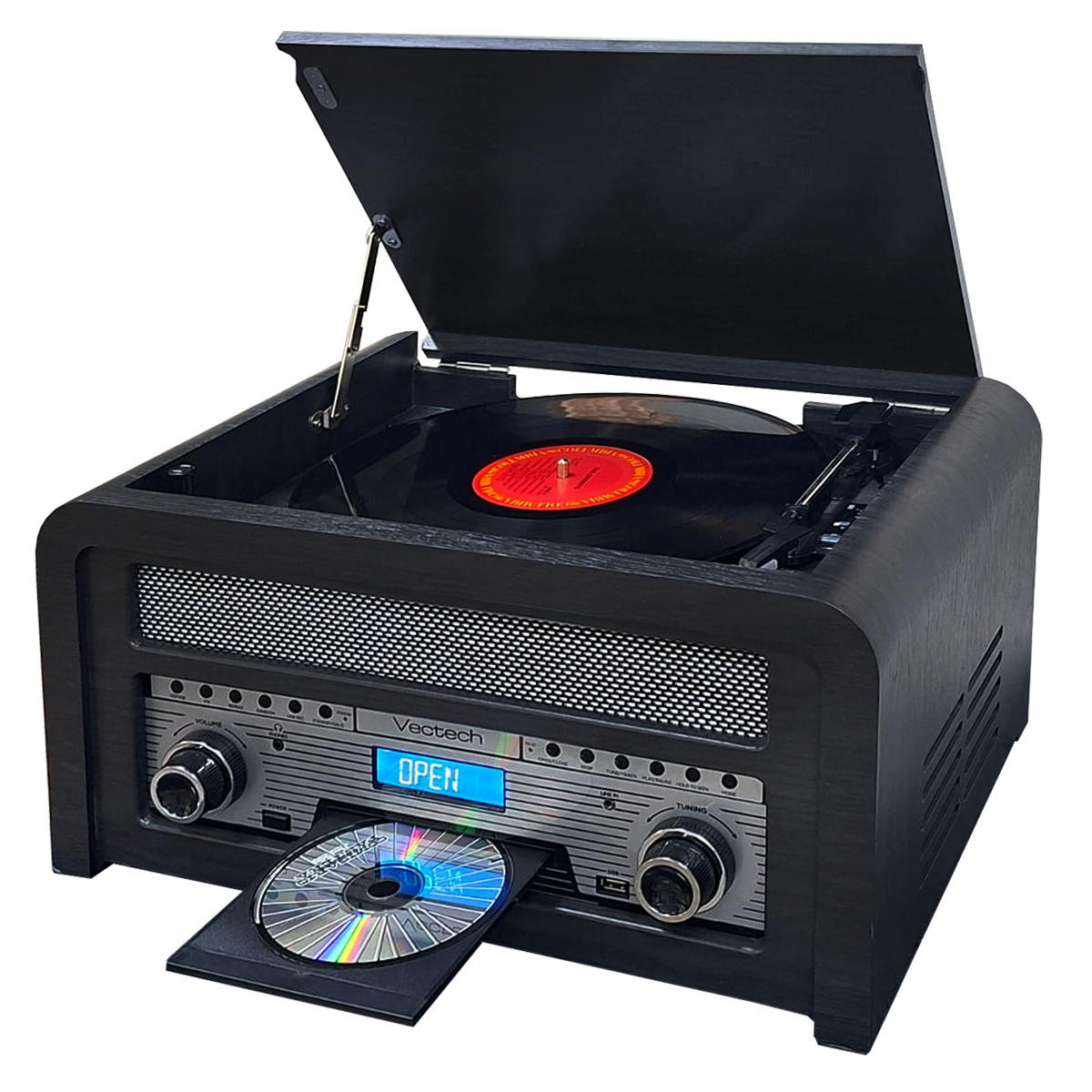Tocadiscos Retro Multifunción 5 en 1 con Bocinas Integradas