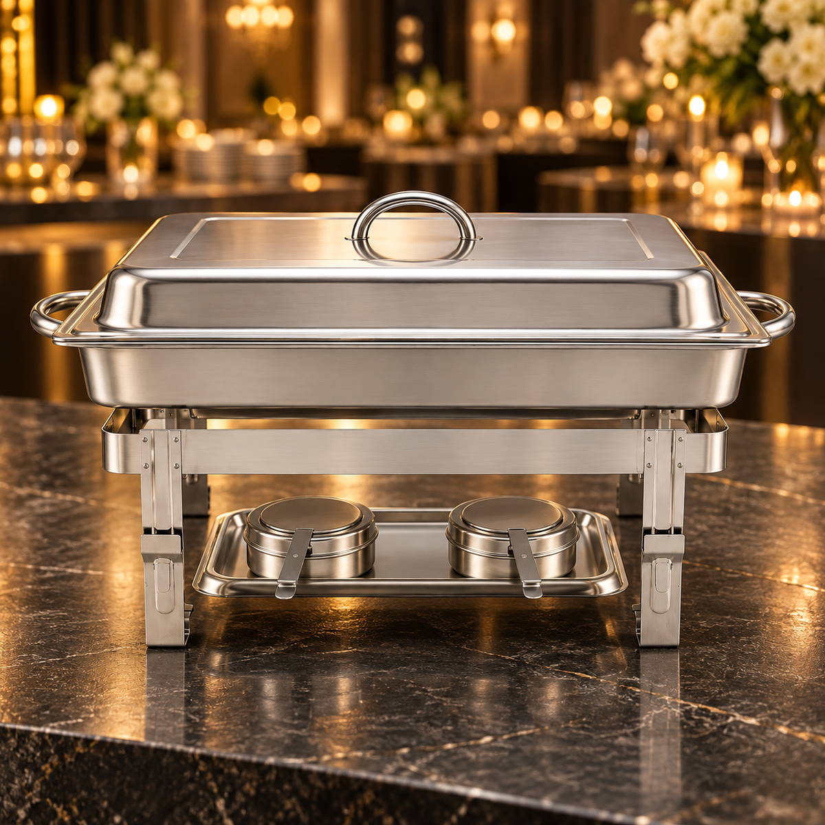 Chafing Dish Rectangular De Acero Inoxidable 9l