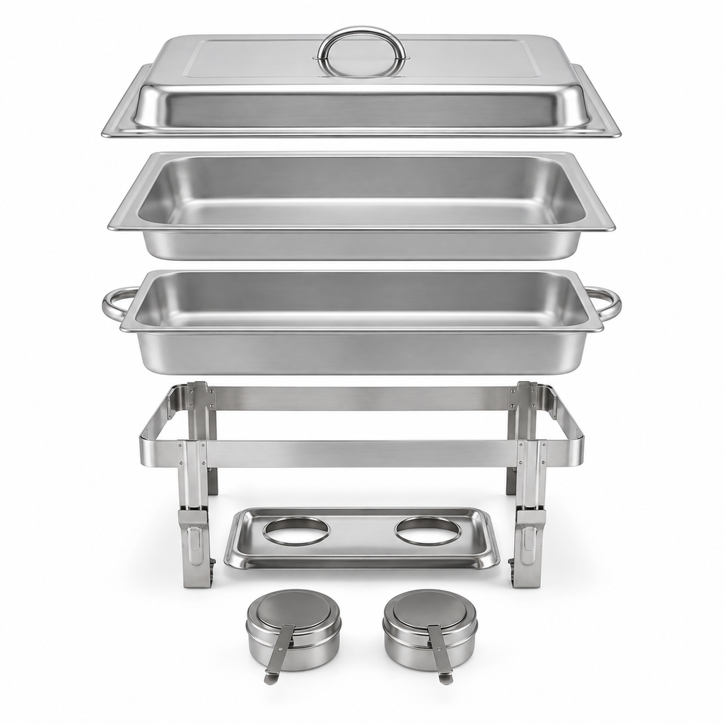 Chafing Dish Rectangular De Acero Inoxidable 9l