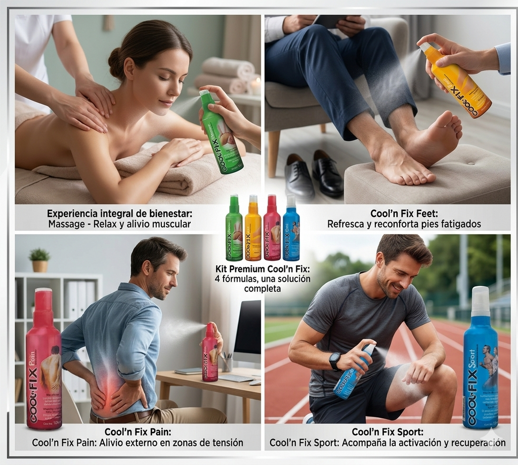 Set Completo Cool’n Fix Spray Corporal | Alivio del Dolor, Masaje, Sport y Descanso Muscular