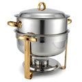 CHAFING DISH REDONDO DE ACERO INOXIDABLE CON TAPA  3.5 LTS DE CAPACIDAD
