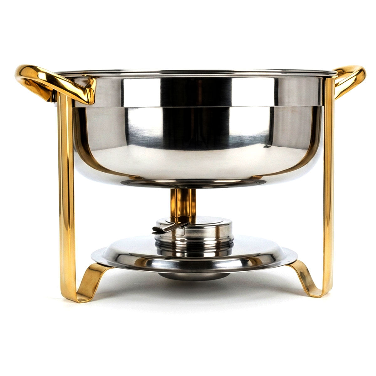 CHAFING DISH REDONDO DE ACERO INOXIDABLE CON TAPA  3.5 LTS DE CAPACIDAD