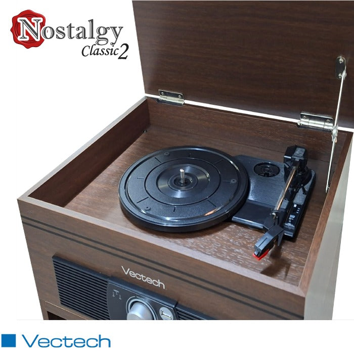 Tocadiscos Retro Vintage con USB para Grabar Vinilos | Bocinas Integradas, Salida RCA y AUX, Sonido Clásico para Hogar