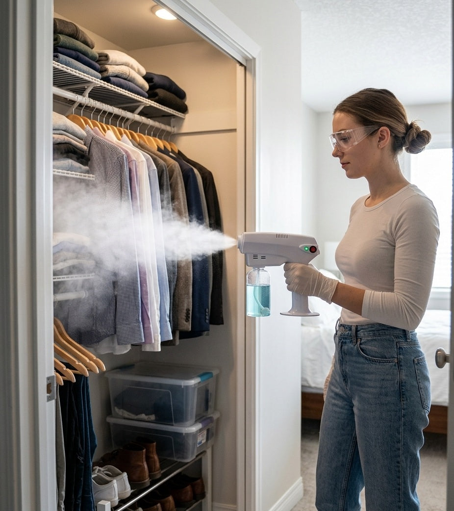 Pistola Sanitizante Inalámbrica Nano Spray Desinfectante Portátil | Nebulizador Recargable para Hogar, Oficina y Auto