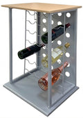 Cava de Vinos Armable para 20 Botellas | Diseño Metálico con Cubierta de Madera Elegante y Moderna