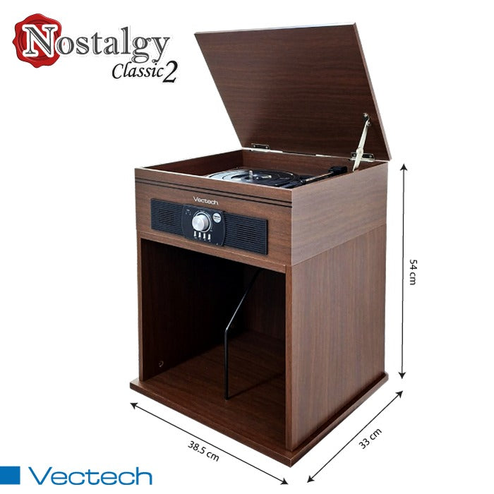 Tocadiscos Retro Vintage con USB para Grabar Vinilos | Bocinas Integradas, Salida RCA y AUX, Sonido Clásico para Hogar