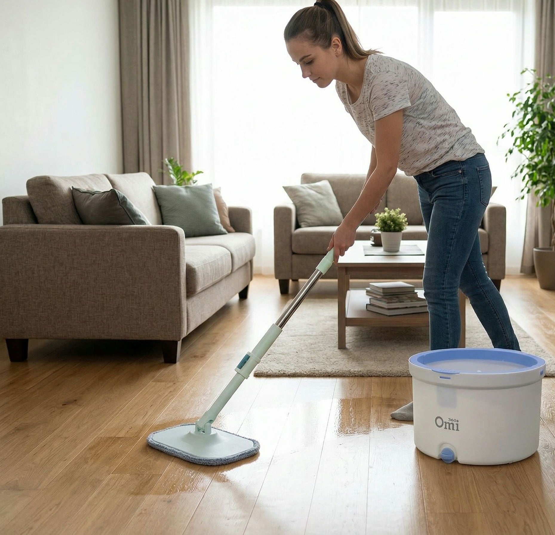 MOP TRAPEADOR CON CUBETA CENTRIFUGADORA DE AGUA MODELO OMI 360 BASICO