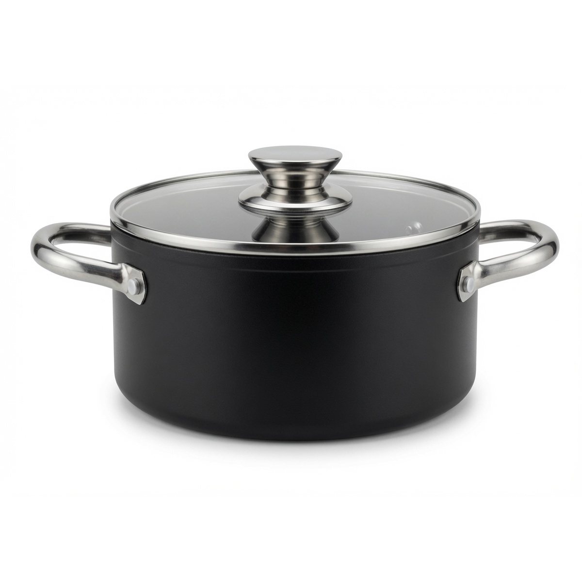 Juego de 2 Ollas Titan Black con Tapas de Vidrio  Antiadherentes  Compatibles con Estufas de Inducción y Gas