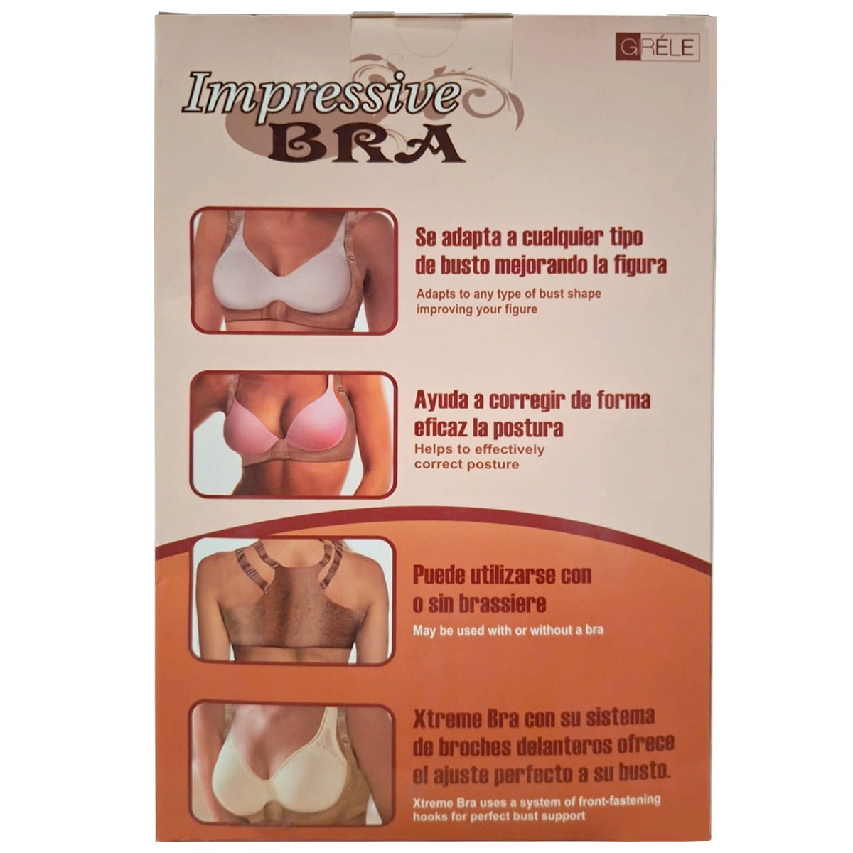 Impressive Bra Brasier Corrector de Postura con Broche Frontal y Soporte para Busto